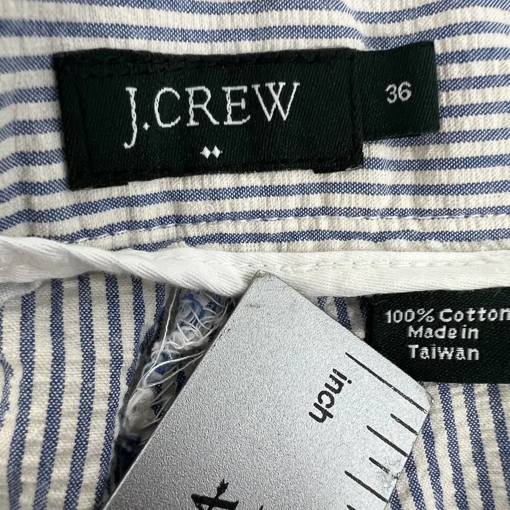 J. Crew Shorts‎ Mens 36 Blue White Seersucker Cotton Striped Summer Classic